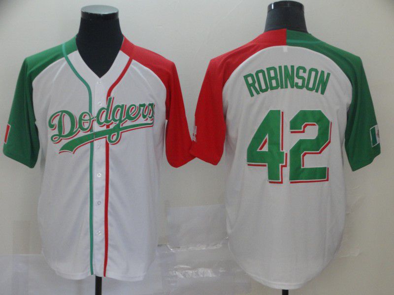 Men Los Angeles Dodgers #42 Robinson White Game MLB Jerseys